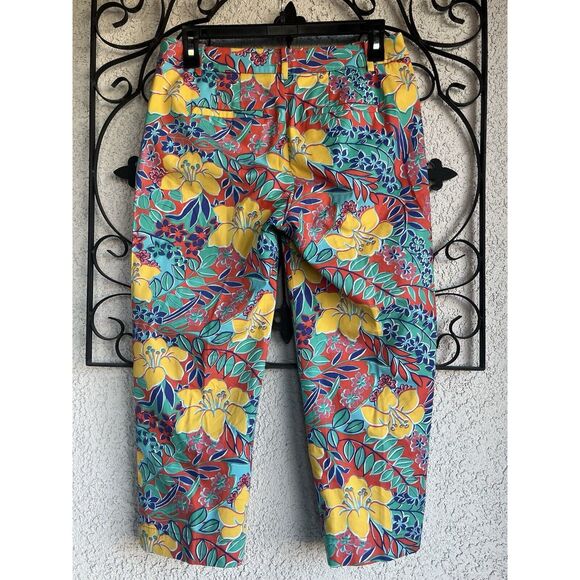 Talbots Perfect Skimmers Trailing Hibiscus Capri Pants - Size 2 - Multicolored - Picture 7 of 11